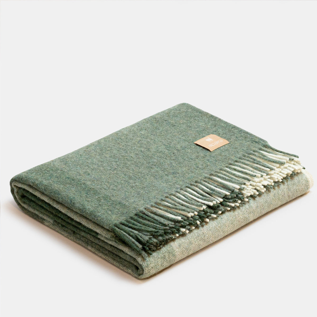 Plaid à carreaux bleus en alpaga recyclé, plié