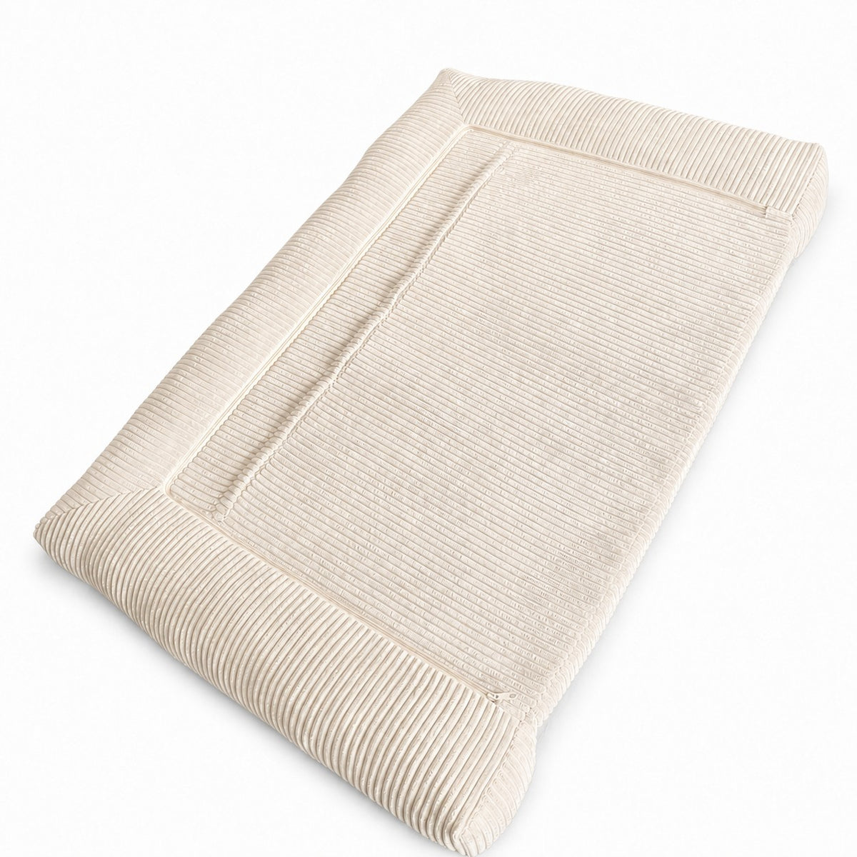 Matelas pour chien Carré XL en mousse à mémoire de forme, housse en velours côtelé beige vanille