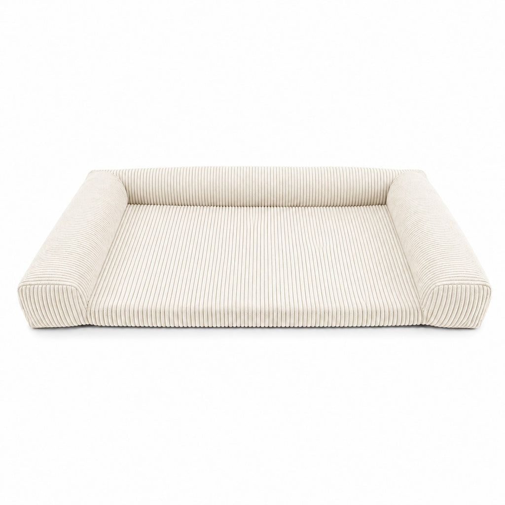 Hundematratze Carré XL aus Memory-Schaum, Bezug aus Cord in Vanillebeige