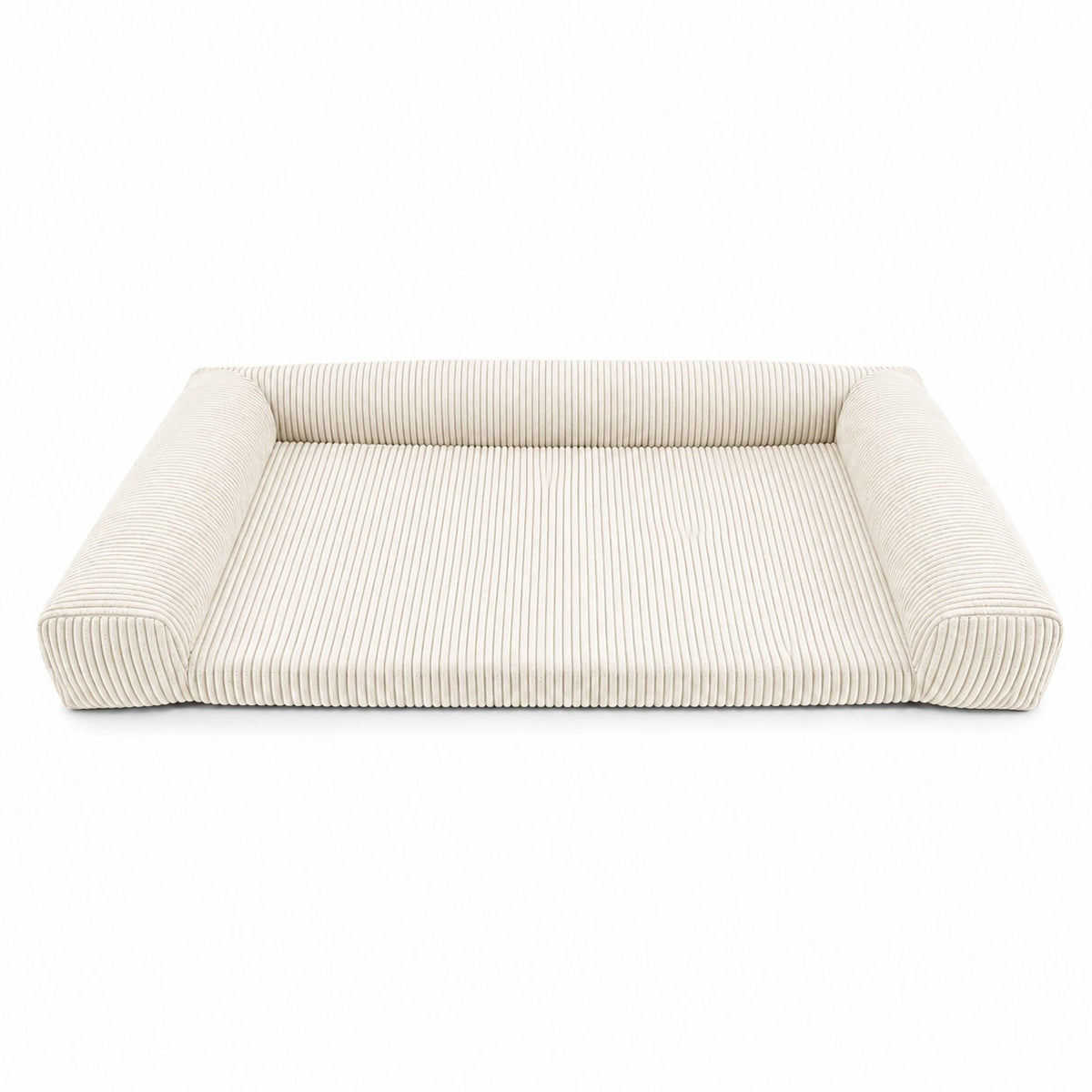 Matelas pour chien Carré XL en mousse à mémoire de forme, housse en velours côtelé beige vanille